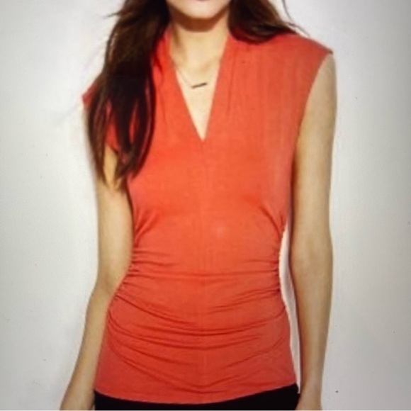 Vince Camuto Tops - Vince Camuto Women's Side Ruched Orange Cap Sleeve Office Knit Blouse Sz Medium